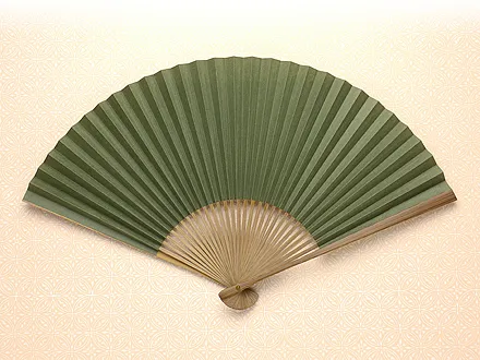 京扇子 漉地紙/抹茶色
